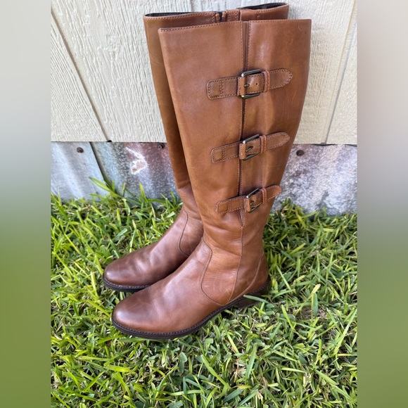 ECCO Hobart Women’s Tall Brown Riding Boots Leather, Buckles, Size 41, 10 10.5 - Picture 3 of 12